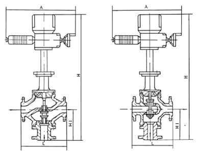 电动三通合流调节阀结构图